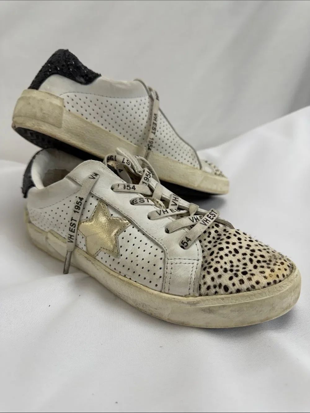 Vintage Havana White Gold Star Leopard-Print Low Top Sneakers